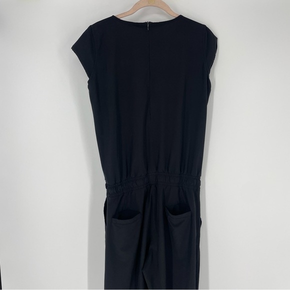 ALBION FIT Short Sleeve Jumpsuit Ankle Zip Elastic Waist Black - Picture 6 of 7